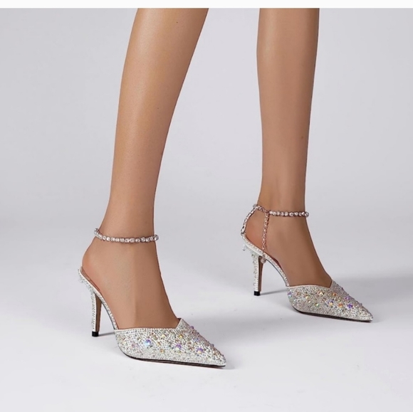 Vertundy Women's High Heel Stiletto Pumps Closed Pointed Toe Ankle Strap Fashion - Picture 7 of 13